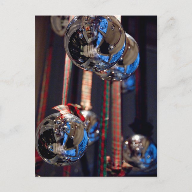 Postal Adornos Navideños de Plata Reflectante (Anverso)