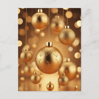 Postal Adornos Navideños Dorados Con Luz Bokeh Brillante