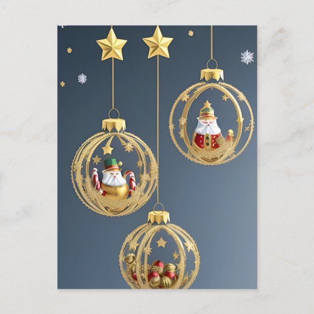 Postal Adornos Navideños Elegantes (Anverso)