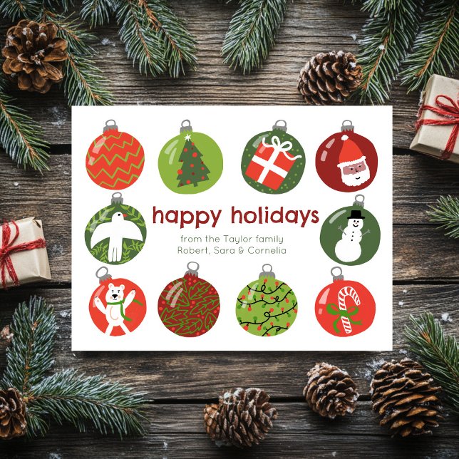 Postal Adornos Navideños Encantadores Navidades Antiguas  (Charming Christmas Ornaments Vintage Xmas CUSTOM Postcard
)