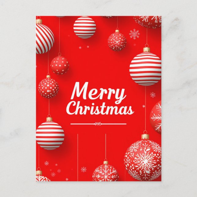 Postal Adornos Navideños Festivos Elegantes Fiesta de Día (Anverso)