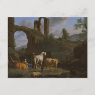 Postal Adriaen van de Velde - Paisaje pastoral