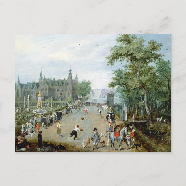 Postal Adriaen van de Venne A Jeu de Paume antes que cond (Anverso)