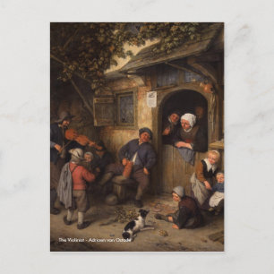 Postal Adriaen van Ostade El Violinista