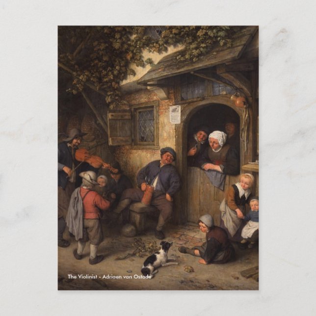 Postal Adriaen van Ostade El Violinista (Anverso)