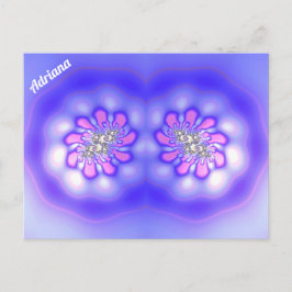 Postal ADRIANA ~ Diseño Fractal 3D ~ Rosa Azul Malva ~ 