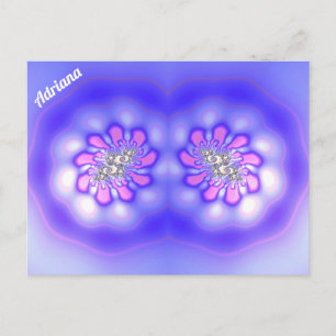 Postal ADRIANA ~ Diseño Fractal 3D ~ Rosa Azul Malva ~ 
