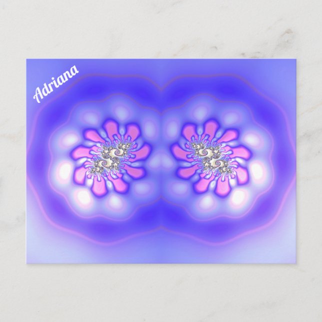 Postal ADRIANA ~ Diseño Fractal 3D ~ Rosa Azul Malva ~  (Anverso)