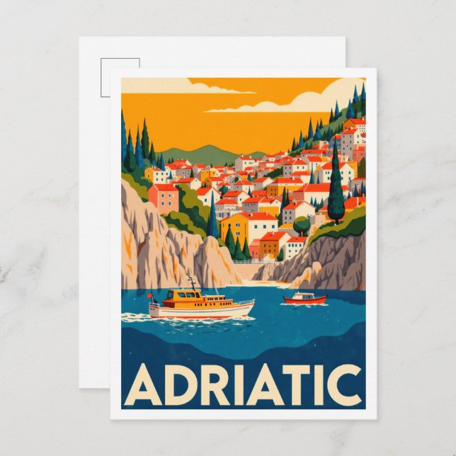 Postal Adriatic Croatia Art vintage Travel (Anverso / Reverso)