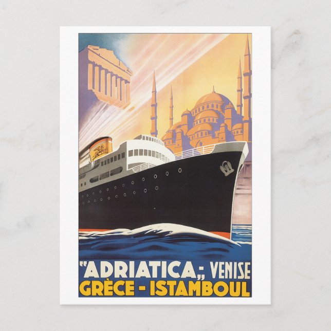 Postal Adriatica Vinise Grece Istamboul (Anverso)