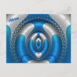 Postal ADRIEN Bright!~ Blue White 3D Fractal Design ~