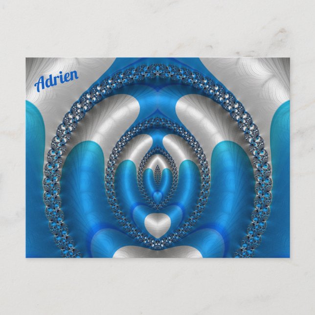 Postal ADRIEN Bright!~ Blue White 3D Fractal Design ~ (Anverso)
