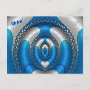 Postal ADRIEN Bright!~ Blue White 3D Fractal Design ~