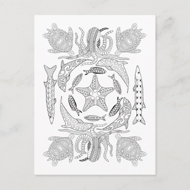 Postal adulta del colorante de Sealife (Anverso)