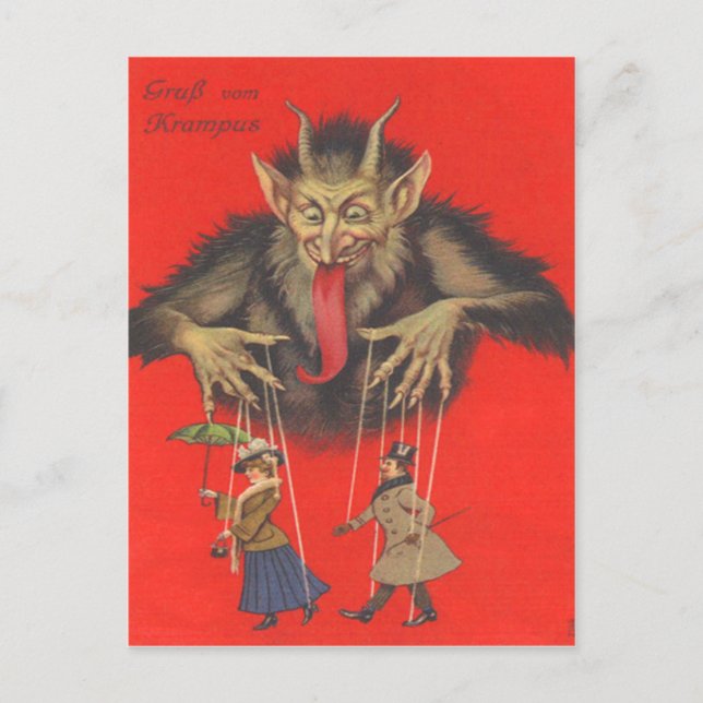 Postal Adultos que titiren Krampus (Anverso)