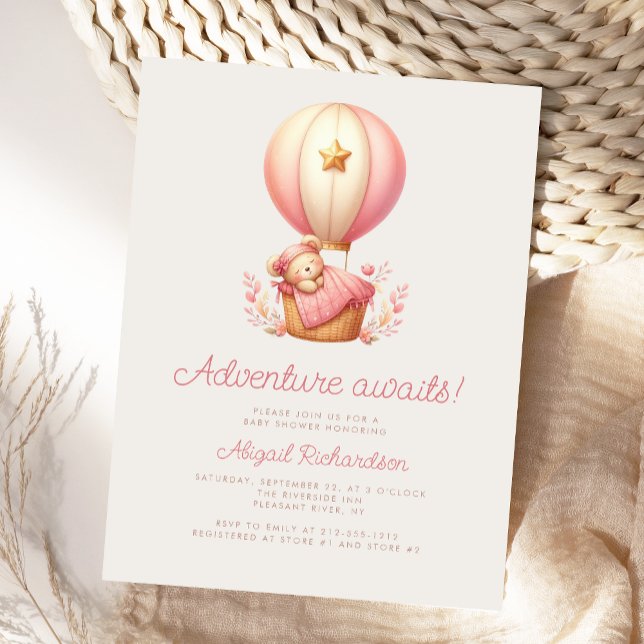 Postal Adventure Awaits Teddy Bear Chica Baby Shower (Subido por el creador)