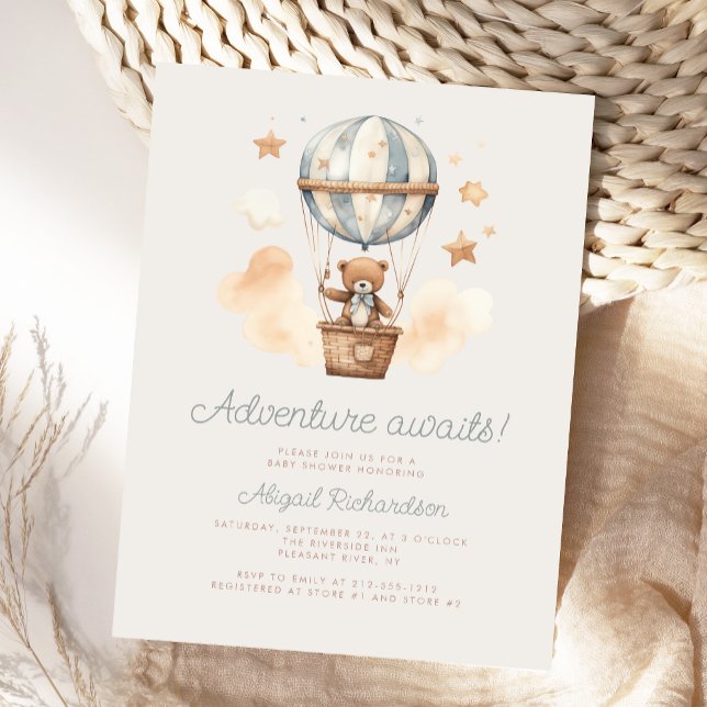 Postal Adventure Awath Teddy Bear Boy Baby Shower (Subido por el creador)