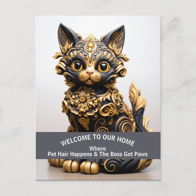 Postal Advertencia de hogar divertida y amigable para mas (Anverso)