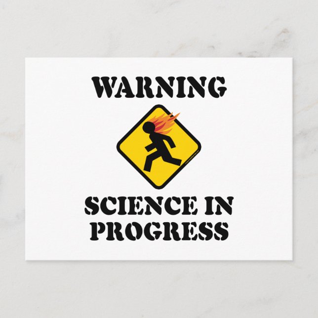 Postal Advertencia Señal de Ciencia en Progreso - Científ (Anverso)