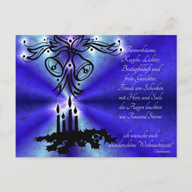 Postal Adviento, Navidad, poema en alemán (Anverso)
