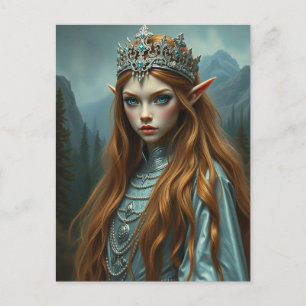 Postal Aelithra Reina Elfa - Arte de Fantasía Oscura Góti