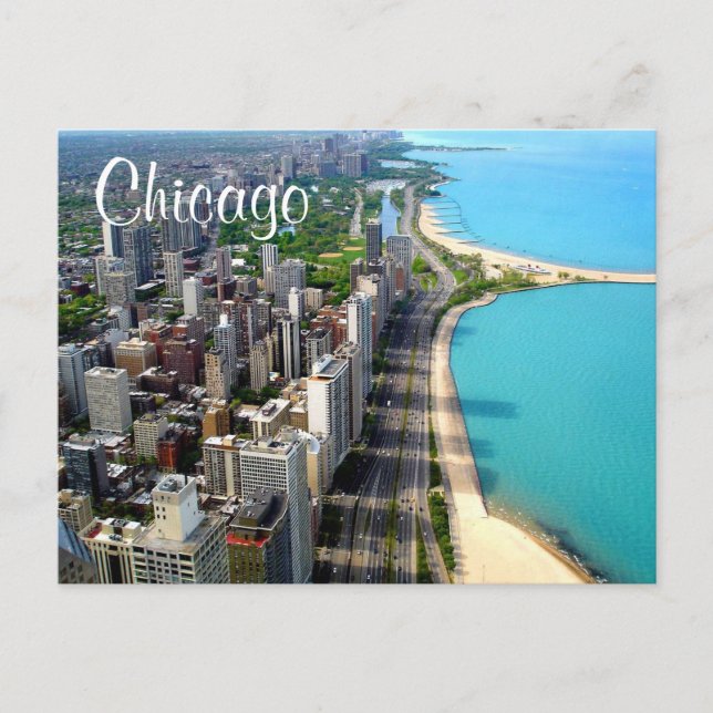 Postal Aerial View Chicago Illinois Travel Post Card (Anverso)