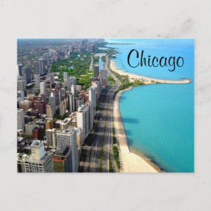 Postal Aerial View Chicago Illinois Travel Post Card