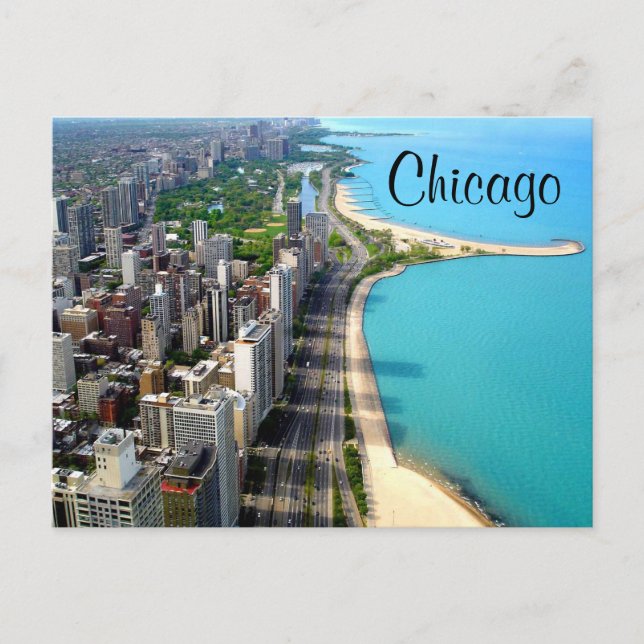 Postal Aerial View Chicago Illinois Travel Post Card (Anverso)
