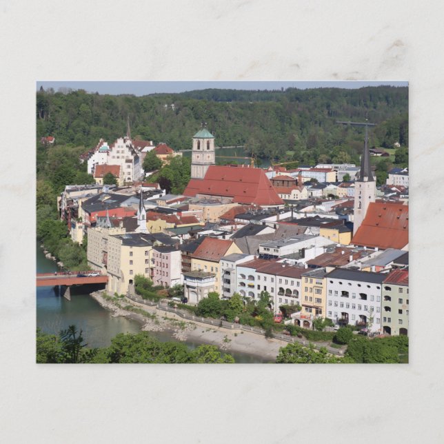 Postal Aerial View of Historic Wasserburg am Inn (Anverso)