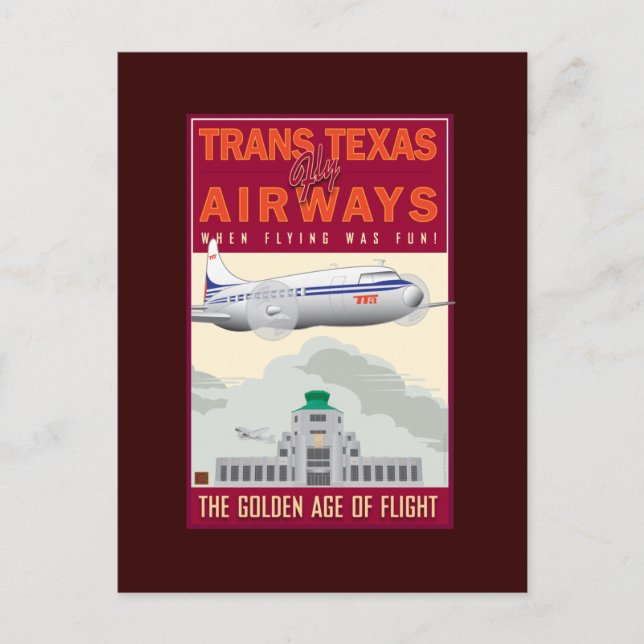Postal Aeródromos de Texas TRAVEL-Trans (Anverso)