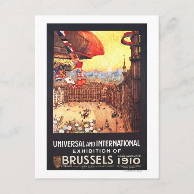 Postal Aerolíneas libanesas con bandera mundial en la exp (Anverso)