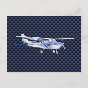 Postal Aeronaves Clásica Cromada Cessna Flying Carbon Fib