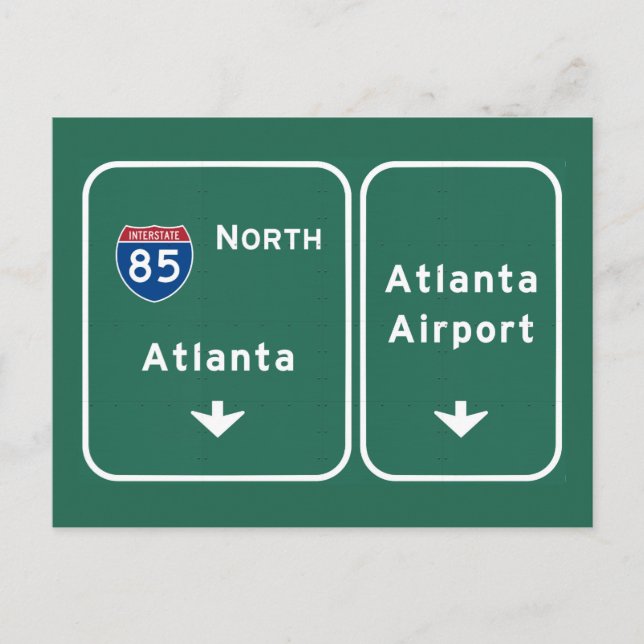 Postal Aeropuerto ATL de Atlanta I-85 N Interstate Georgi (Anverso)