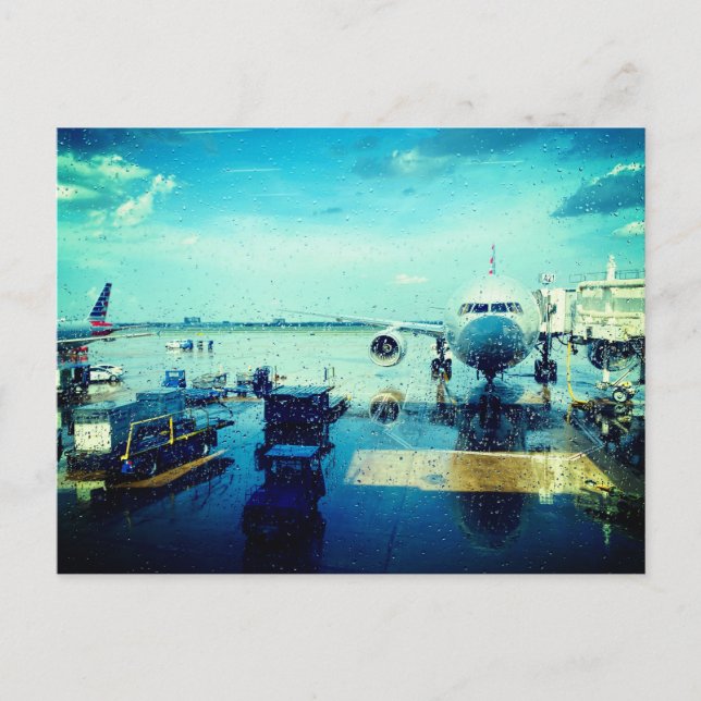 Postal Aeropuerto en la lluvia (Anverso)