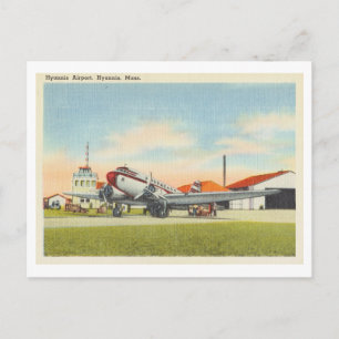 Postal Aeropuerto y avión vintage de Hyannis Massachusett