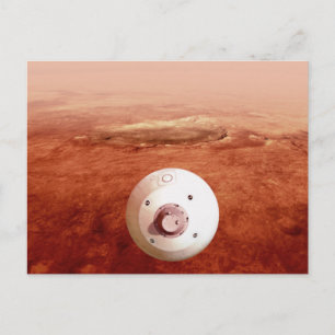 Postal Aeroshell con el rover Perseverance descendiendo a