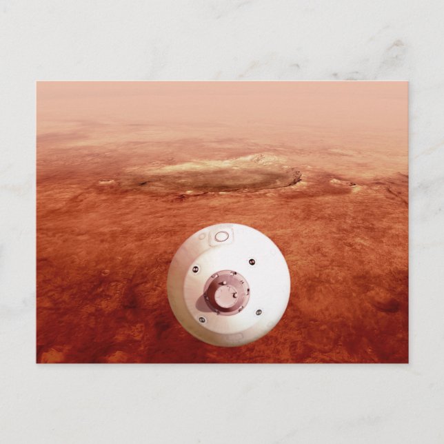 Postal Aeroshell con el rover Perseverance descendiendo a (Anverso)