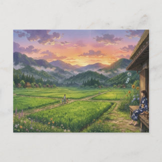 Postal Aesthetic Japanese Summer Sunset Postcard