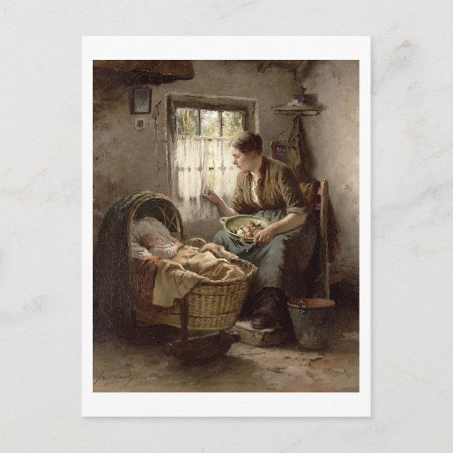 Postal Afección por la madre (aceite sobre lienzo) (Anverso)