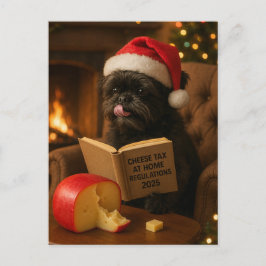Postal Affenpinscher 'Cheese Tax' Christmas postcard
