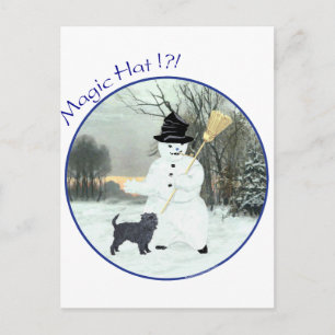 Postal Affenpinscher y muñeco de nieve