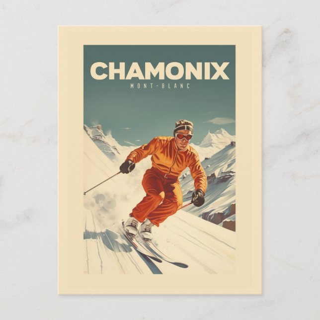 Postal Affiche Chamonix - France - Mont-blanc illustratio (Anverso)