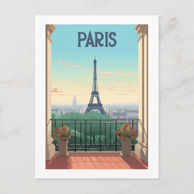 Postal Affiche rétro - voyage - vintage - Paris (Anverso)