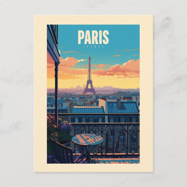 Postal Affiche rétro - voyage - vintage - Paris (Anverso)