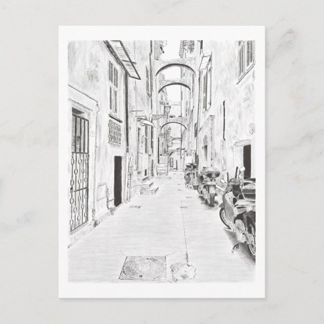 Postal Affiche  Rue étroite italienne (Anverso)