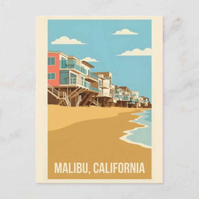 Postal Affiche Vintage Malibu California (Anverso)