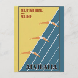 Postal Afiche australiano de viaje retro-playa