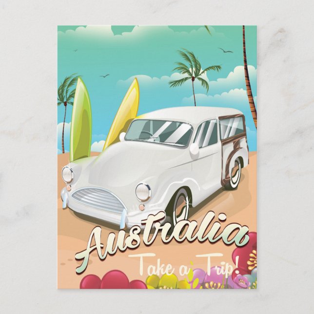 Postal Afiche australiano de viajes para surf (Anverso)
