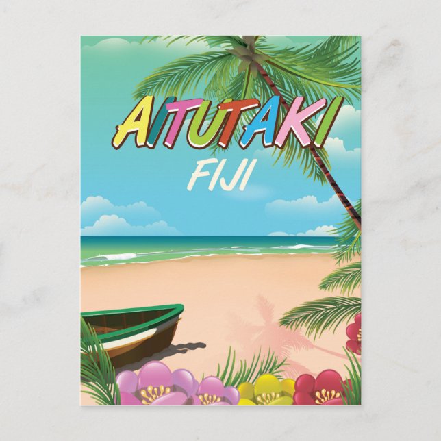 Postal Afiche de Aitutaki Air Travel (Anverso)