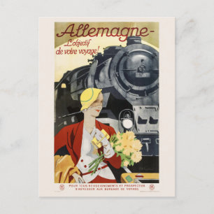 Postal Afiche de Allemagne Germany Railroad Vintage 1928